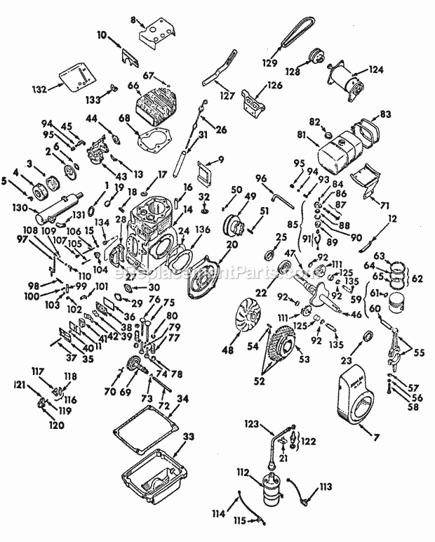 Engine-K321a-14 Hp Diagram and Parts List for 147 2050041U, 2050203U Cub Cadet Lawn Tractor
